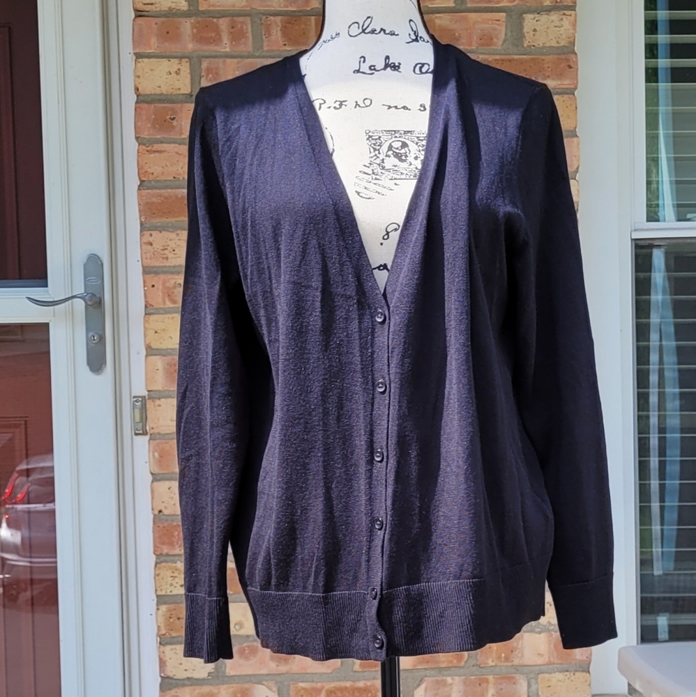 Amazon Essentials Women's Black Cardigan Sweater V-neck- Size XL - Picture 2 of 11